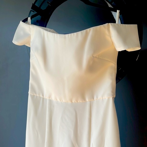 Amsale Long Bridesmaid Dress Eden Ivory - Picture 2 of 7